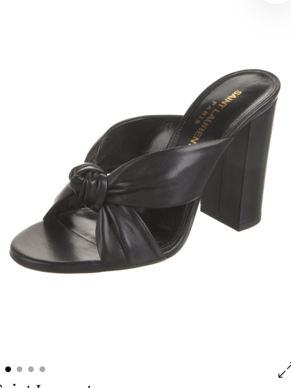 Saint Laurent Black Leather Knot Slide Sandals